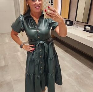 Hunter Tiered Leather Dress by Pinch